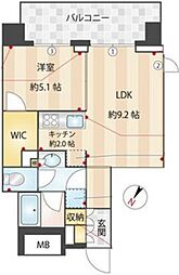 ラサンテ千駄木 10階1LDKの間取り