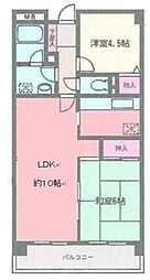 サンハイツ桜森 2LDKの間取図画像