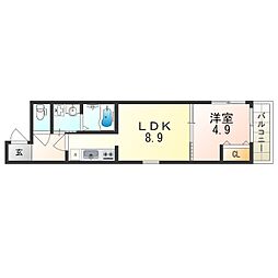 Osaka Metro谷町線 駒川中野駅 徒歩4分の賃貸アパート 3階1LDKの間取り