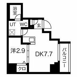 スパシエルクス亀戸 1DKの間取図画像