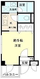 キバサンフラット 1階1Kの間取り