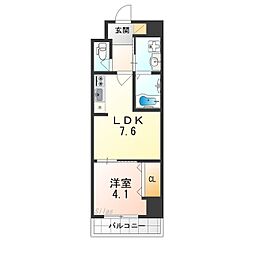 Osaka Metro今里筋線 新森古市駅 徒歩7分の賃貸マンション 4階1LDKの間取り