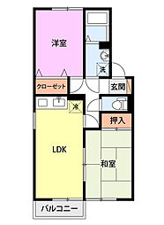 ピア・ソピアＢ 1階2LDKの間取り