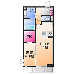 JR阪和線 鳳駅 徒歩4分の賃貸アパート 2階1LDKの間取り