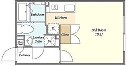 ライトテラス中野坂上 2階ワンルームの間取り