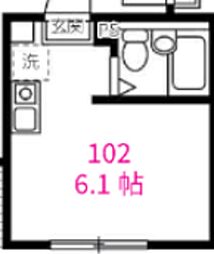 ゼネラルハイツ平井2 ワンルームの間取図画像