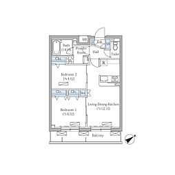 Rovine目黒東山 2LDKの間取図画像