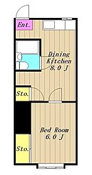 ココ・ユリーヌ 2階1DKの間取り