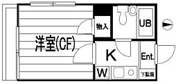 コーポ牧原 1Kの間取図画像