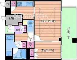 ジオタワー天六 1LDKの間取図画像