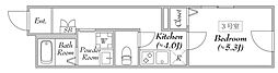 エリタージュ 2階1Kの間取り