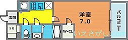 エスリード神戸三宮ラグジェ 3階1Kの間取り