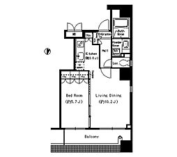 クリアーウォーター芝 1LDKの間取図画像