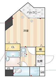 サンテミリオン上井草 6階1Kの間取り