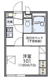 レオパレスグリーンビレッジ 1Kの間取図画像