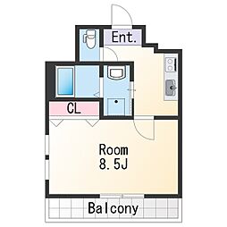フジパレス小松原サウス 1階1Kの間取り