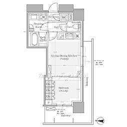 パークシティ中野ザタワーブリーズ 1LDKの間取図画像
