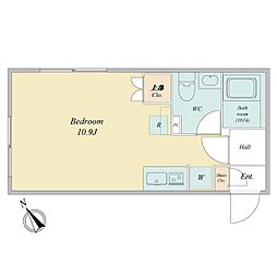 東京メトロ半蔵門線 清澄白河駅 徒歩6分の賃貸マンション 3階ワンルームの間取り
