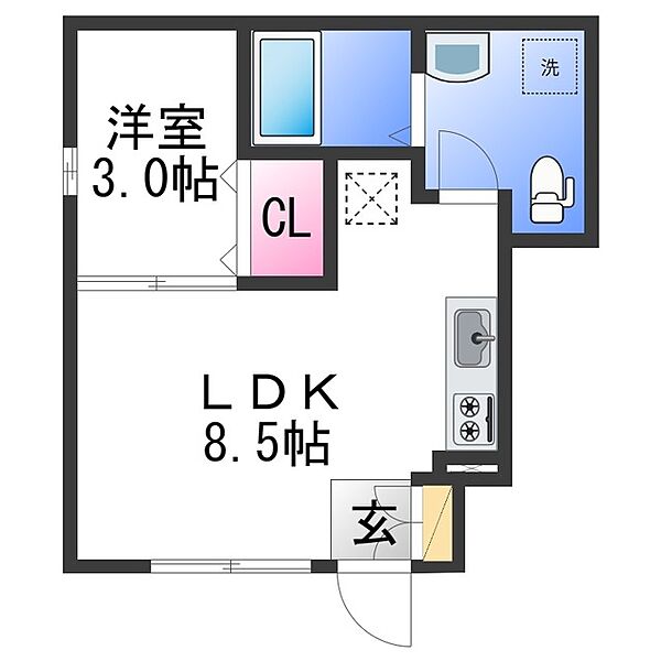 N3狐島 ｜和歌山県和歌山市狐島(賃貸アパート1LDK・1階・29.81㎡)の写真 その2