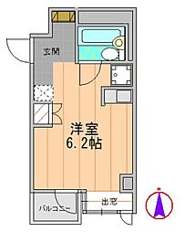 リビエラマンションNo.2 ワンルームの間取図画像