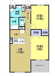 プリマベーラ 2LDKの間取図画像