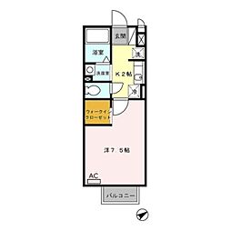 JR横浜線 古淵駅 徒歩13分の賃貸アパート 1階1Kの間取り