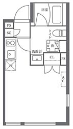 EDIT戸越公園 3階ワンルームの間取り