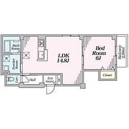 Clavius ZEH 1LDKの間取図画像