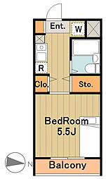 京王相模原線 南大沢駅 徒歩8分の賃貸マンション 1階1Kの間取り