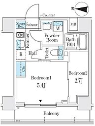 ヴァンクール菊川駅前 3階2Kの間取り