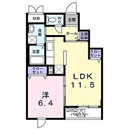 東京メトロ東西線 妙典駅 徒歩13分の賃貸マンション 3階1LDKの間取り