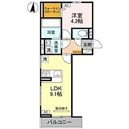 Espoir 3階1LDKの間取り