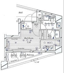 メインステージ中目黒 1Kの間取図画像