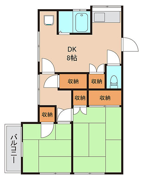 アイエスエイトクファーム 201｜千葉県船橋市東中山２丁目(賃貸アパート2DK・2階・42.93㎡)の写真 その2