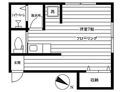コーポアイランド 2階ワンルームの間取り