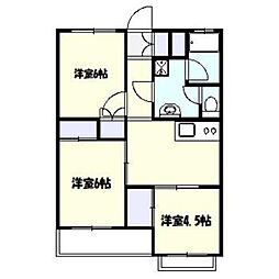 宿河原マンション 3DKの間取図画像