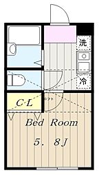 アザレ読売ランドA棟 1Kの間取図画像