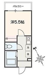 MELLAS市川 1Kの間取図画像