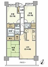 ダイアパレス京葉蘇我V 7階3LDKの間取り
