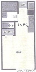 ミルフラット 1階ワンルームの間取り