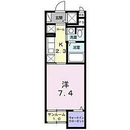 プロムナード武蔵浦和 1Kの間取図画像