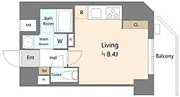 アリビス本郷三丁目 8階ワンルームの間取り