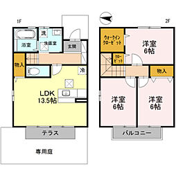 JR阪和線 紀伊中ノ島駅 徒歩14分の賃貸テラスハウス 1階3LDKの間取り