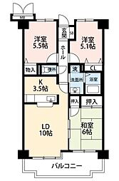 大新ヒルズ 3LDKの間取図画像