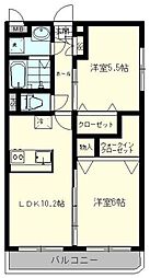 アバンツァートコルソ吉川美南 2LDKの間取図画像