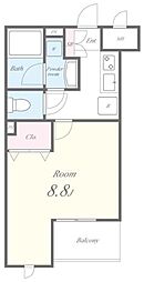 フェリーチェ大山 3階1Kの間取り