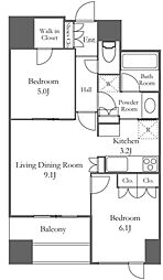 ウエストパークタワー池袋 6階2LDKの間取り