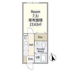 クレスト東村山 2階1Kの間取り