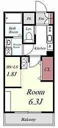 ティアレ川口 1SKの間取図画像
