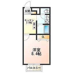 プランソレイユ 1Kの間取図画像